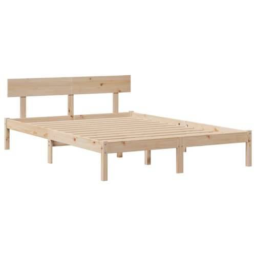 Krevet s regalom za knjige bez madraca 160x200 cm od borovine - Prirodna 160 x 200 cm Cijena