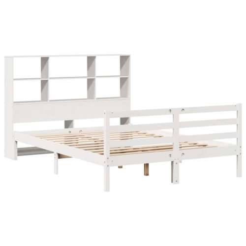 Krevet s regalom z knjige bez madraca bijeli 140x190cm borovina - Bijela 140 x 190 cm Cijena
