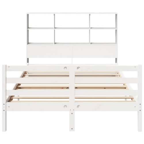 Krevet s regalom z knjige bez madraca bijeli 140x190cm borovina - Bijela 140 x 190 cm Cijena