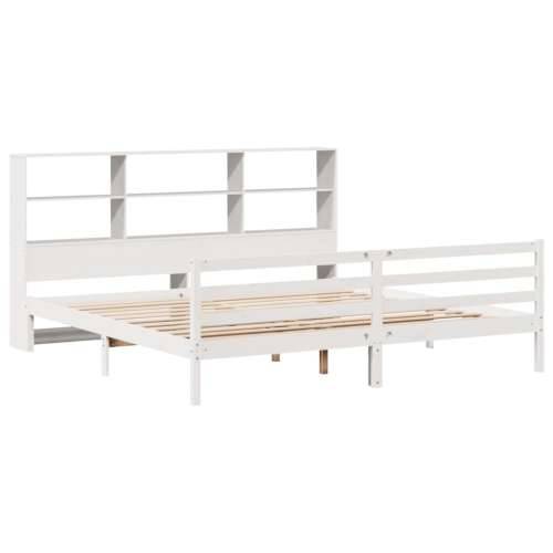 Krevet s regalom z knjige bez madraca bijeli 200x200cm borovina - Bijela 200 x 200 cm Cijena