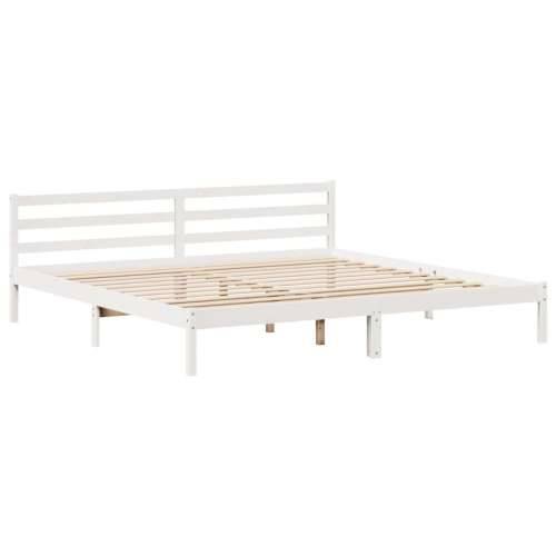 Krevet s regalom z knjige bez madraca bijeli 200x200cm borovina - Bijela 200 x 200 cm Cijena