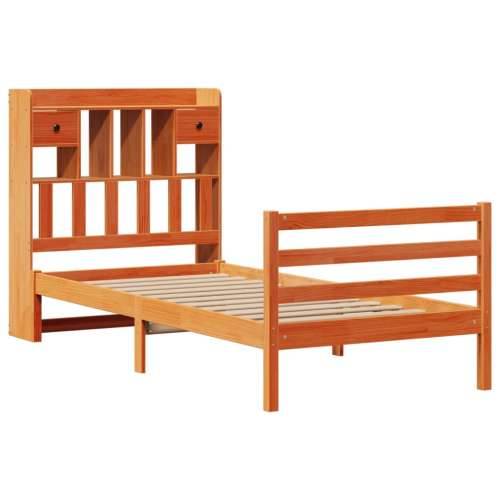 Krevet s regalom za knjige bez madraca 75 x 190 cm od borovine - Voštano smeđa 75 x 190 cm Cijena