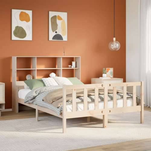Krevet s regalom za knjige bez madraca 120x190 cm od borovine - Prirodna 120 x 190 cm Cijena