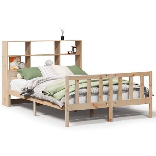 Krevet s regalom za knjige bez madraca 120x190 cm od borovine - Prirodna 120 x 190 cm Cijena