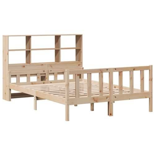 Krevet s regalom za knjige bez madraca 120x190 cm od borovine - Prirodna 120 x 190 cm Cijena