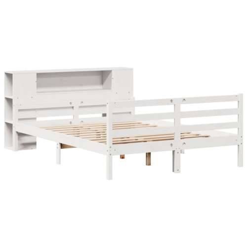 Krevet s regalom z knjige bez madraca bijeli 140x200cm borovina - Bijela 140 x 200 cm Cijena