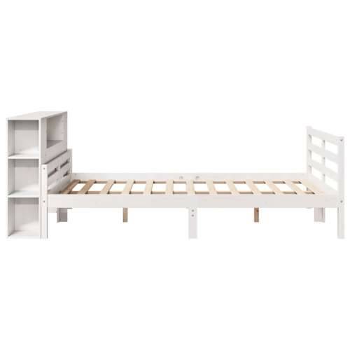Krevet s regalom z knjige bez madraca bijeli 140x200cm borovina - Bijela 140 x 200 cm Cijena