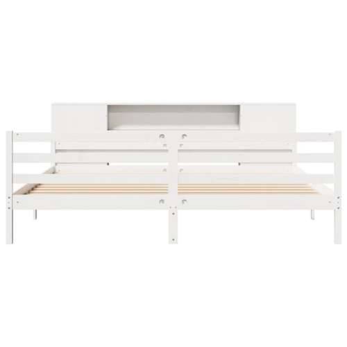 Krevet s regalom z knjige bez madraca bijeli 180x200cm borovina - Bijela 180 x 200 cm Cijena