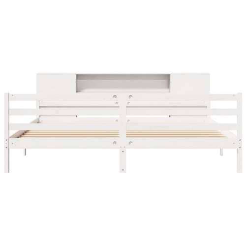 Krevet s regalom z knjige bez madraca bijeli 200x200cm borovina - Bijela 200 x 200 cm Cijena