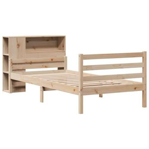 Krevet s regalom za knjige bez madraca 100 x 200 cm od borovine - Prirodna 100 x 200 cm Cijena
