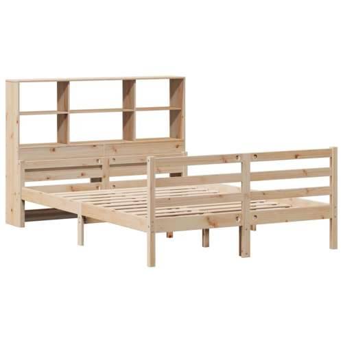 Krevet s regalom za knjige bez madraca 135x190 cm od borovine - Prirodna 135 x 190 cm Cijena