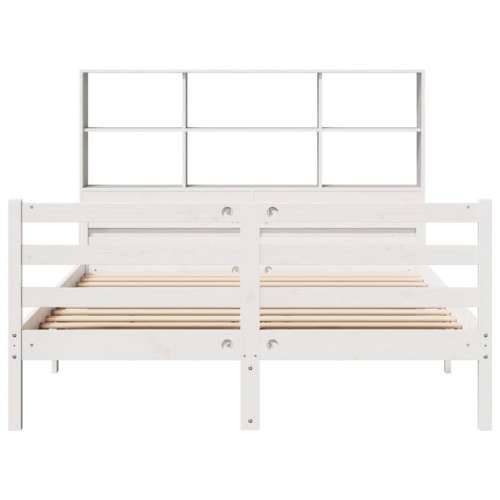 Krevet s regalom z knjige bez madraca bijeli 140x200cm borovina - Bijela 140 x 200 cm Cijena