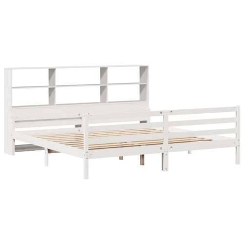 Krevet s regalom z knjige bez madraca bijeli 180x200cm borovina - Bijela 180 x 200 cm Cijena