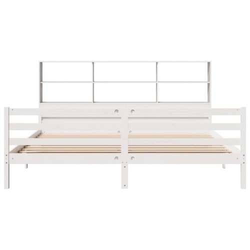 Krevet s regalom z knjige bez madraca bijeli 180x200cm borovina - Bijela 180 x 200 cm Cijena