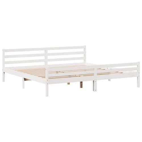 Krevet s regalom z knjige bez madraca bijeli 180x200cm borovina - Bijela 180 x 200 cm Cijena