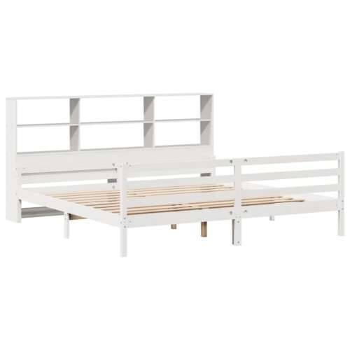 Krevet s regalom z knjige bez madraca bijeli 200x200cm borovina - Bijela 200 x 200 cm Cijena