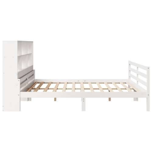 Krevet s regalom z knjige bez madraca bijeli 200x200cm borovina - Bijela 200 x 200 cm Cijena