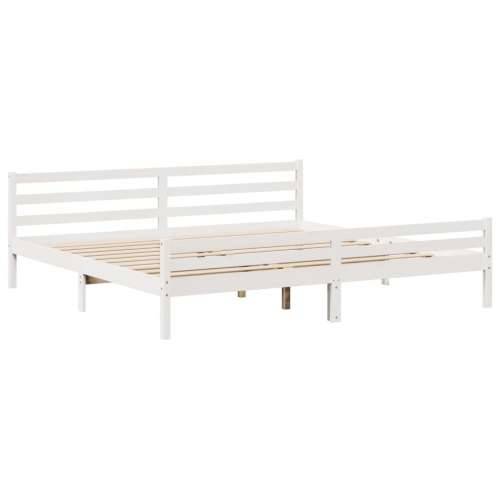Krevet s regalom z knjige bez madraca bijeli 200x200cm borovina - Bijela 200 x 200 cm Cijena