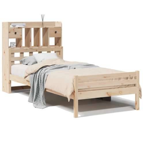 Krevet s regalom za knjige bez madraca 100 x 200 cm od borovine - Prirodna 100 x 200cm Cijena