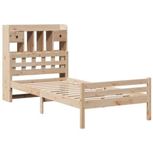 Krevet s regalom za knjige bez madraca 100 x 200 cm od borovine - Prirodna 100 x 200cm Cijena