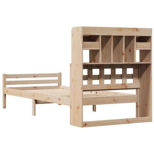 Krevet s regalom za knjige bez madraca 100 x 200 cm od borovine - Prirodna 100 x 200cm Cijena