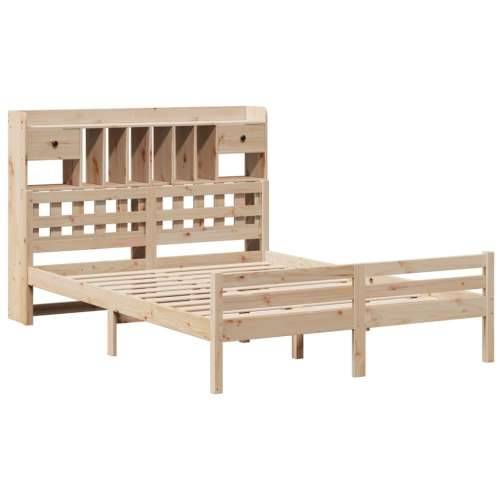 Krevet s regalom za knjige bez madraca 150 x 200 cm od borovine - Prirodna 150 x 200cm Cijena