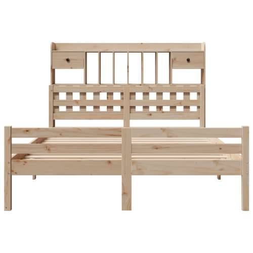 Krevet s regalom za knjige bez madraca 150 x 200 cm od borovine - Prirodna 150 x 200cm Cijena