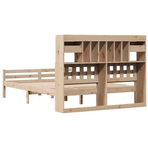 Krevet s regalom za knjige bez madraca 150 x 200 cm od borovine - Prirodna 150 x 200cm Cijena