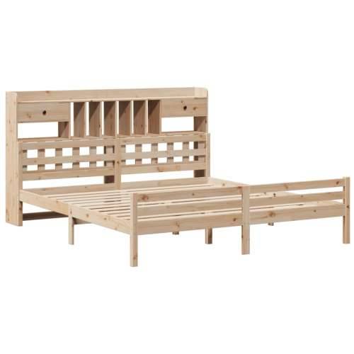Krevet s regalom za knjige bez madraca 200 x 200 cm od borovine - Prirodna 200 x 200cm Cijena