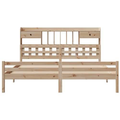 Krevet s regalom za knjige bez madraca 200 x 200 cm od borovine - Prirodna 200 x 200cm Cijena