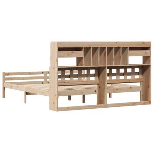 Krevet s regalom za knjige bez madraca 200 x 200 cm od borovine - Prirodna 200 x 200cm Cijena