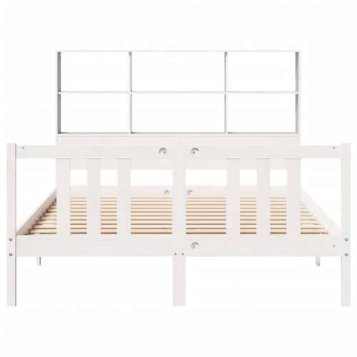 Krevet s regalom z knjige bez madraca bijeli 160x200cm borovina - Bijela 160 x 200 cm Cijena