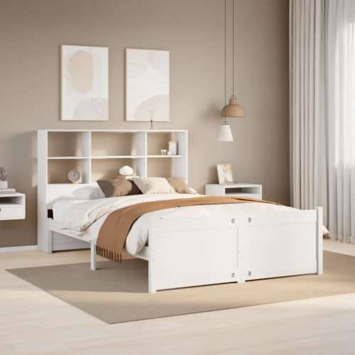 Krevet s regalom z knjige bez madraca bijeli 140x190cm borovina - Bijela 140 x 190 cm Cijena