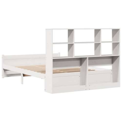 Krevet s regalom z knjige bez madraca bijeli 140x190cm borovina - Bijela 140 x 190 cm Cijena