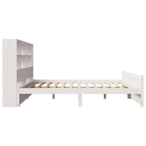 Krevet s regalom z knjige bez madraca bijeli 140x200cm borovina - Bijela 140 x 200 cm Cijena