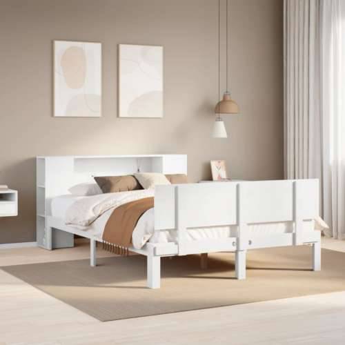 Krevet s regalom z knjige bez madraca bijeli 120x190cm borovina - Bijela 120 x 190 cm Cijena