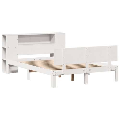 Krevet s regalom z knjige bez madraca bijeli 120x190cm borovina - Bijela 120 x 190 cm Cijena