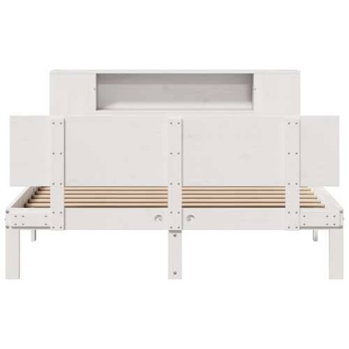 Krevet s regalom z knjige bez madraca bijeli 120x190cm borovina - Bijela 120 x 190 cm Cijena