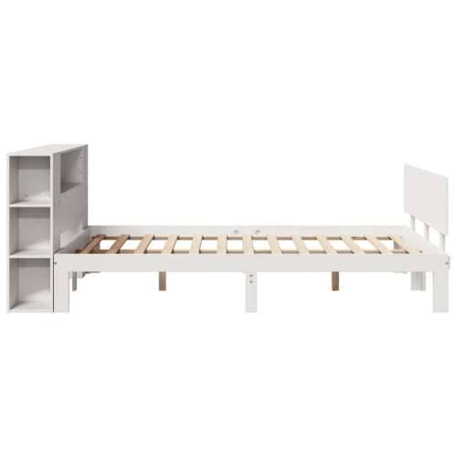 Krevet s regalom z knjige bez madraca bijeli 120x200cm borovina - Bijela 120 x 200 cm Cijena