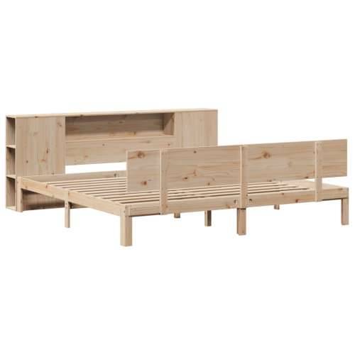 Krevet s regalom za knjige bez madraca 180x200 cm od borovine - Prirodna 180 x 200 cm Cijena