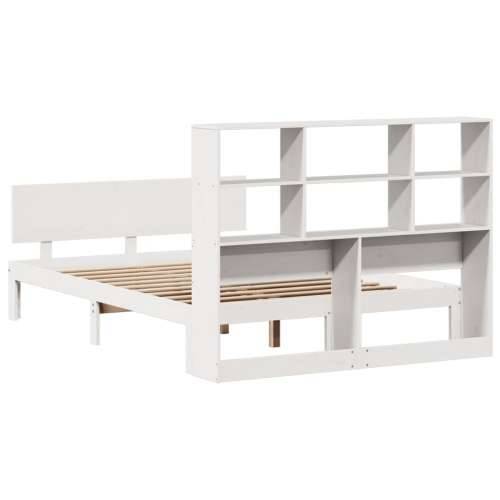 Krevet s regalom z knjige bez madraca bijeli 140x190cm borovina - Bijela 140 x 190 cm Cijena