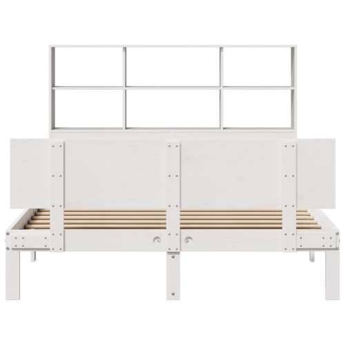 Krevet s regalom z knjige bez madraca bijeli 120x200cm borovina - Bijela 120 x 200 cm Cijena