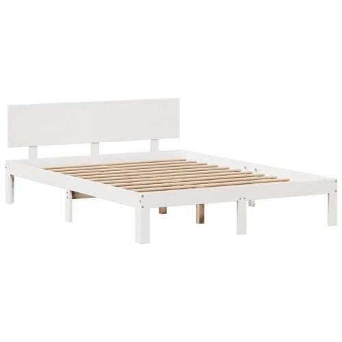 Krevet s regalom z knjige bez madraca bijeli 120x200cm borovina - Bijela 120 x 200 cm Cijena