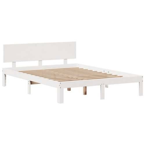 Krevet s regalom z knjige bez madraca bijeli 140x200cm borovina - Bijela 140 x 200 cm Cijena