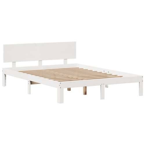 Krevet s regalom z knjige bez madraca bijeli 160x200cm borovina - Bijela 160 x 200 cm Cijena