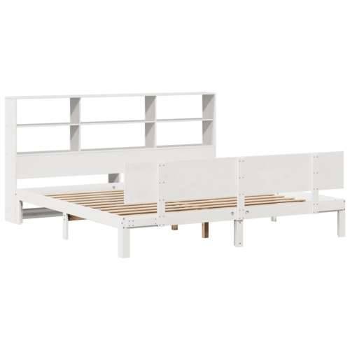 Krevet s regalom z knjige bez madraca bijeli 180x200cm borovina - Bijela 180 x 200 cm Cijena
