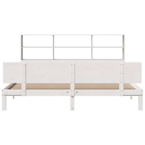 Krevet s regalom z knjige bez madraca bijeli 180x200cm borovina - Bijela 180 x 200 cm Cijena