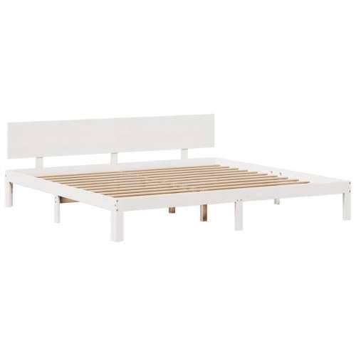 Krevet s regalom z knjige bez madraca bijeli 180x200cm borovina - Bijela 180 x 200 cm Cijena