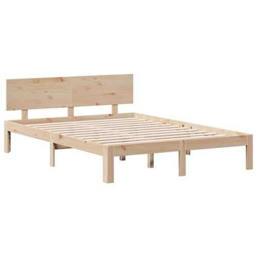 Krevet s regalom za knjige bez madraca 140x200 cm od borovine - Prirodna 140 x 200 cm Cijena