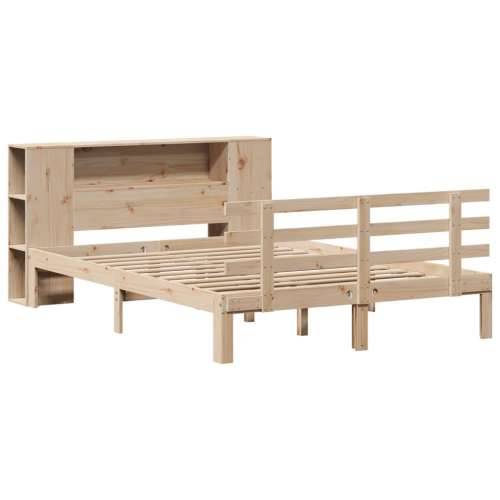 Krevet s regalom za knjige bez madraca 120x200 cm od borovine - Prirodna 120 x 200 cm Cijena